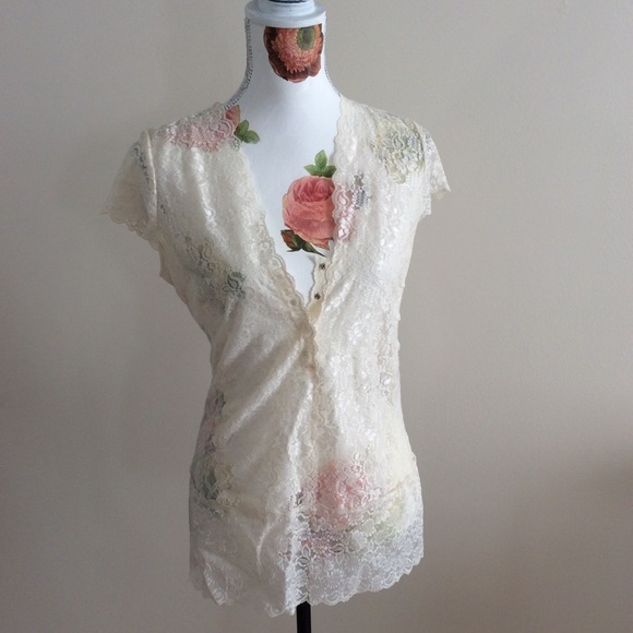 CAbi Tops - CAbi Ivory Lace V neck Top